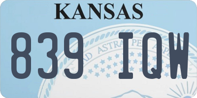 KS license plate 839IQW