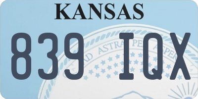KS license plate 839IQX