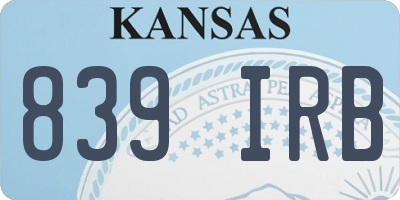 KS license plate 839IRB