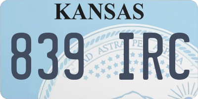 KS license plate 839IRC