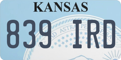 KS license plate 839IRD