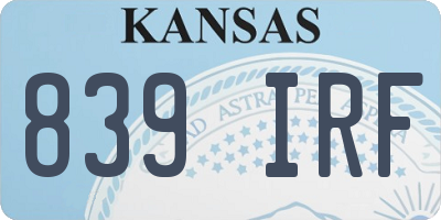 KS license plate 839IRF