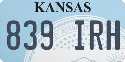 KS license plate 839IRH