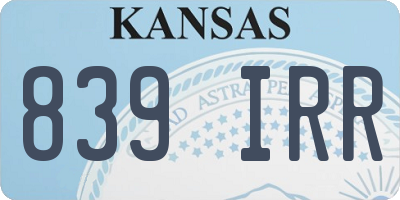 KS license plate 839IRR