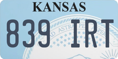 KS license plate 839IRT