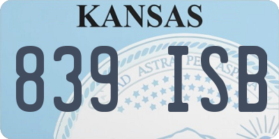 KS license plate 839ISB