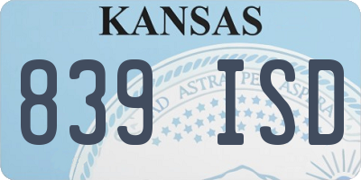 KS license plate 839ISD