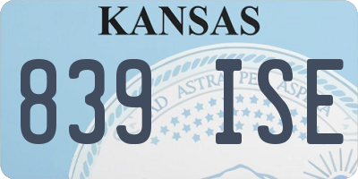 KS license plate 839ISE