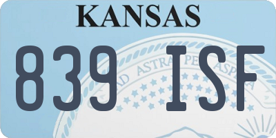 KS license plate 839ISF