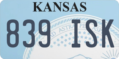 KS license plate 839ISK