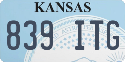 KS license plate 839ITG