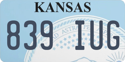 KS license plate 839IUG
