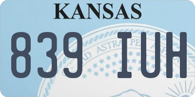 KS license plate 839IUH