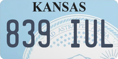 KS license plate 839IUL