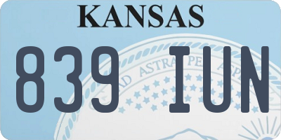 KS license plate 839IUN