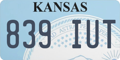 KS license plate 839IUT