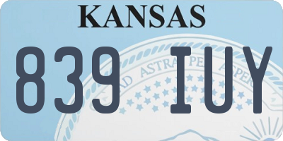 KS license plate 839IUY