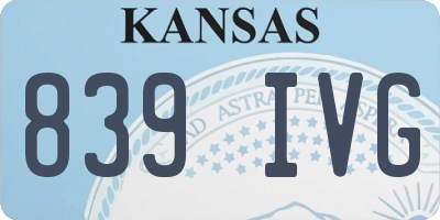 KS license plate 839IVG