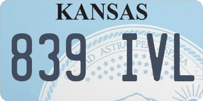 KS license plate 839IVL