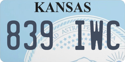 KS license plate 839IWC