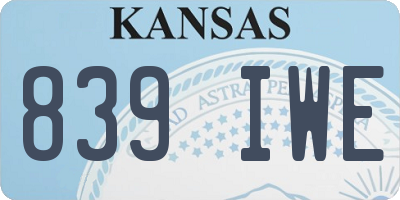 KS license plate 839IWE