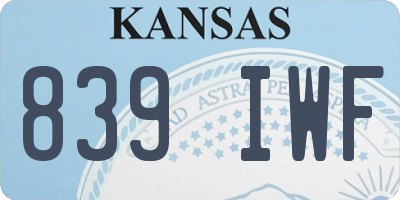 KS license plate 839IWF