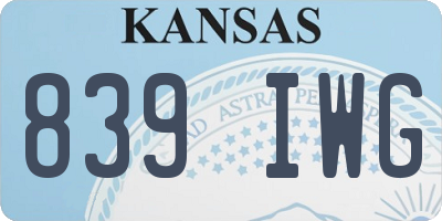 KS license plate 839IWG