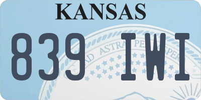 KS license plate 839IWI