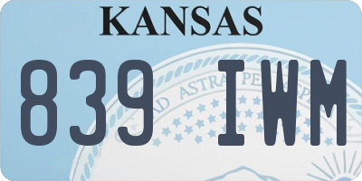 KS license plate 839IWM