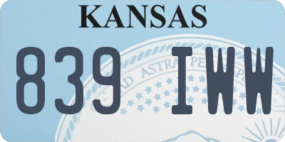 KS license plate 839IWW