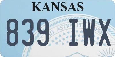 KS license plate 839IWX