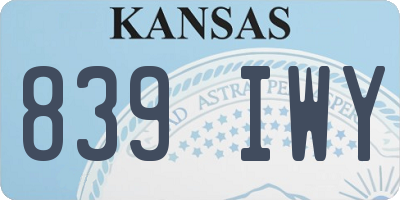 KS license plate 839IWY