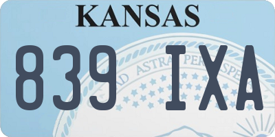 KS license plate 839IXA