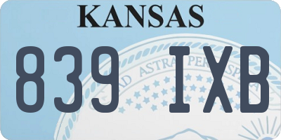 KS license plate 839IXB