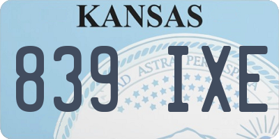 KS license plate 839IXE