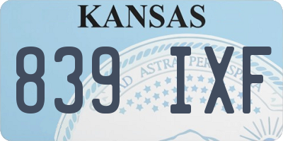 KS license plate 839IXF