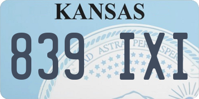 KS license plate 839IXI