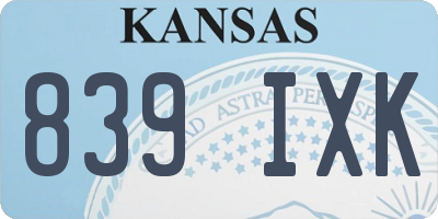KS license plate 839IXK