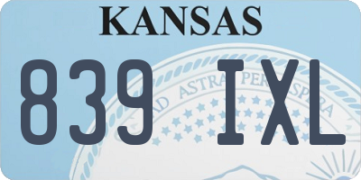 KS license plate 839IXL