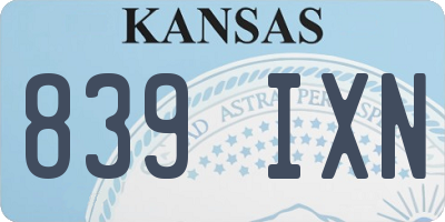 KS license plate 839IXN