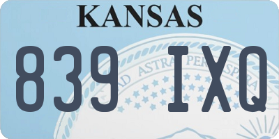 KS license plate 839IXQ