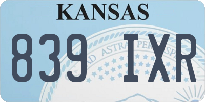 KS license plate 839IXR