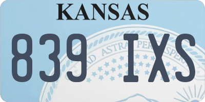 KS license plate 839IXS