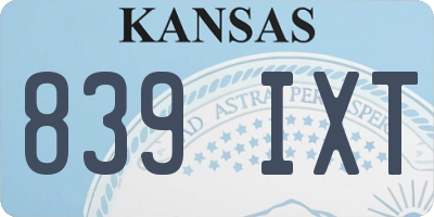 KS license plate 839IXT