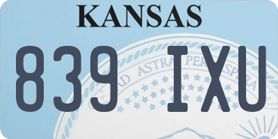 KS license plate 839IXU