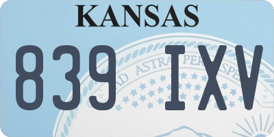 KS license plate 839IXV