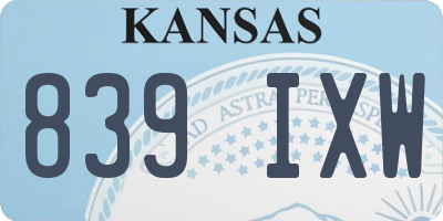 KS license plate 839IXW