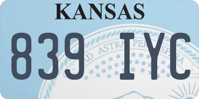 KS license plate 839IYC