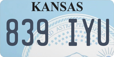 KS license plate 839IYU