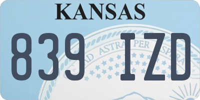 KS license plate 839IZD